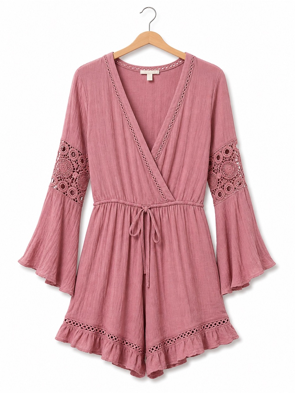 Chelsea & 28 Pink Lace Trim Romper Boho Festival Flowy XS